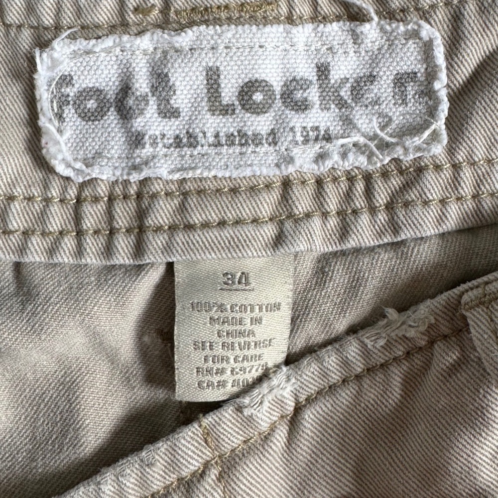 Foot Locker Mens Tan Cargo Shorts Size 34 Utility Gorpcore Distressed Thashed